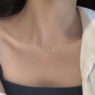 新品现货足银S999纯银蝴蝶项链女轻奢小众高级冷淡风轻奢镀银锁骨链女友Pure Silver S999 Sterling Silver Butterfly Necklace Women Light L
