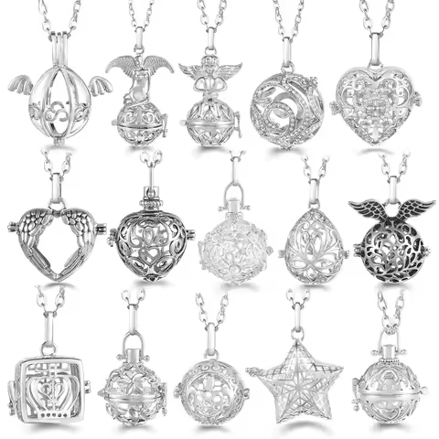 Mexico Chime Aromatherapy Caller Necklace Heart-Shaped Essential Oil Diffuser Lockets Music Ball Exq