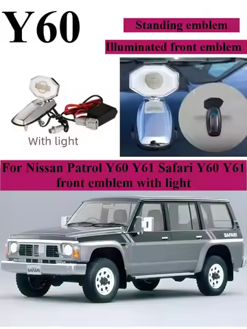 Chrome Hood Emblem for Nissan Patrol Y60 Y61 Safari Y60 Y61 Front Emblem, Upright Emblem Hood Emblem