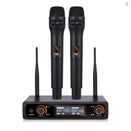 Professional 16 Channels UHF Wireless Handheld Microphone System 2 Microphones 1 Receiver 6.35mm Audio Cable LCD Display Cardioid Microphone and Receiver 16 Channels for Karaoke Fa