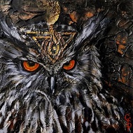 Owl Painting Bird Oil Wall Art Original Magic Gothic Style Artwork Cardboard