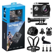 EK7000 4K30FPS Action Camera with Wrist Strap and Chest Strap Action Camera Kit Bundle