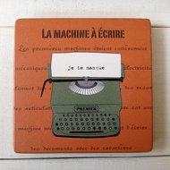 杯墊-實木-打字機-綠