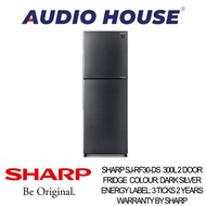 SHARP SJ-RF30E-DS  300L 2 DOOR FRIDGE  COLOUR: DARK SILVER  ENERGY LABEL: 3 TICKS 2 YEARS WARRANTY BY SHARP
