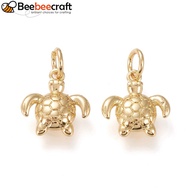 2pcs Brass Long-Lasting Sea Turtle golden 12.3x11x2.5mm Hole: 3mm Jump Ring: 5x1mm Inner Diameter: 3