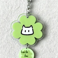 Lucky Cat Four-leaf Clover Pendant Acrylic Cute Schoolbag Cartoon Ornaments Girlfriends Fresh Gift 2