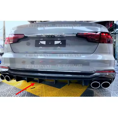 For Audi A4 B9 S-Line /Standard Sedan Black/ Carbon Rear Bumper Diffuser Lip Spoiler 20-24 Style S 4