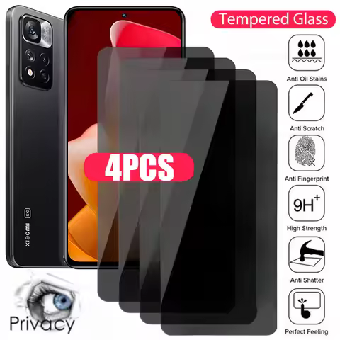 4PCS Privacy Tempered Glass for Xiami Mi 11 Lite 11T 12T Pro Anti-spy Screen Protector for Poco X6 X
