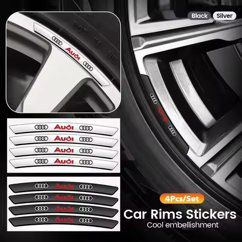 4Pcs AUDI Wheel Hub Stickers Wheel Rims Aluminium Decoration Strips For Audi Quattro A3 A4 A6 A5 Q5 