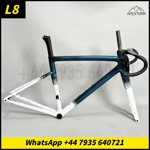 Glossy blue and white SL8 Carbon Road Bike Frame Disc Brake Frameset Di2 Groupset