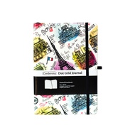 A5 Paris Eiffel Tower Bullet Dotted Journal ปกแข็ง Bujo Leatherette Elastic Band Travel Planner Diar