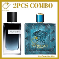 % 2pcs Men best COMBO (Eros Parfum 100ml + y EDP 100ml Perfume For lelaki