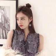 CHANEL水鑽垂墜款長耳釘 98新配件盒子