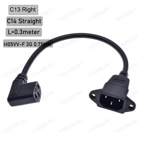 IEC320 C14 with screw holes and C13 Right Angled Short, C14 to C13 Extension cord for Computer Kettl