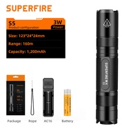 SUPERFIRE Torchlight  S5 EDC LED Powerful Portable  Flashlight Outdoor Bicycle Lamp Rechargeable Nig