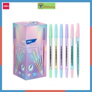 DELI Q6C-B ballpoint pen with blue ink, 0.7mm nib, high quality full-color body