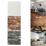 DRHT-10pcs 3D Tile Brick Wall Sticker Self-adhesive Waterproof Foam Panel Sticker