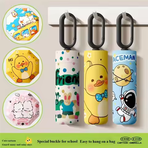 New Loop Buckle Umbrella, Safe Manual Folding Sun Umbrella, UV Protection Sunshade Umbrella