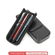Handmade Genuine Leather Pen Case Multicolor 3 Slots Luxury Brand Pen Box Removable Pen Tray Protect