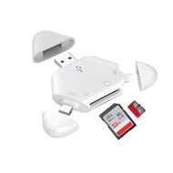 3 in 1 multi-function card reader TypeC / laiNing / USB - read TF/SD cards up to 1TB (White)