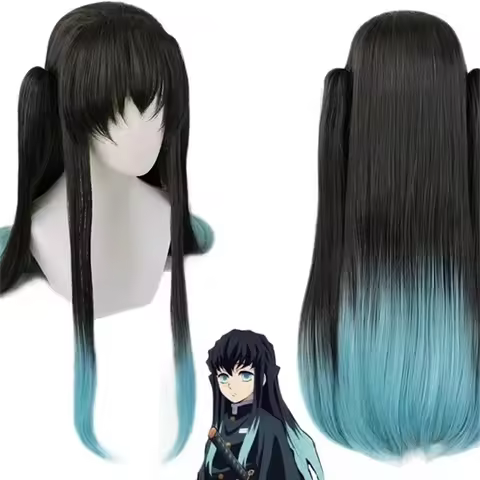Anime Tokitou Muichirou Cosplay Wig Muichiro Tokito Wig Heat Resistant Synthetic Hair Wigs WigCap
