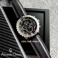 [Original] Alexandre Christie 6505 MCLTBBA Chronograph Men's Watch Black Dial Black Genuine Leather