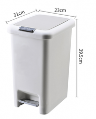 塑膠窄身靜音緩降雙蓋垃圾桶 (按壓腳踏式兩用) - 15L
