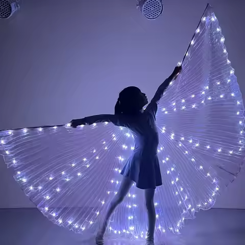 Girls Led Wings Kids Child Cape Led Belly Dancing Isis Wings Carnival Show Halloween Christmas White