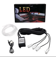 Lampu Interior Mobil LED Neon RGB Ambient Light Fiber Optik Kit dengan Kontrol Nirkabel Aplikasi Lam