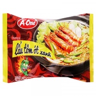 Combo of 10 packs of A-One Noodles with green chili shrimp hotpot, 79g pack