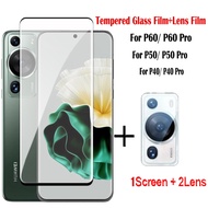 2 in 1 Screen Protector Protective Glass For Huawei P60 P60 Pro Back Camera Lens Film Tempered Glass Huawei P50 P40 Pro Protective Glass Film