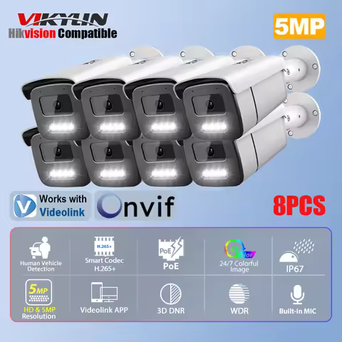 Vikylin 5MP 3.6mm lens IP Camera Compatible Hikvision ColorVU Human Car Detection with MIC CCTV POE 