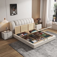 {SG Sales}HDB Storage Bed Frame with Storage Drawers High Box Double Bed Bedframe Wooden Bed Queen King Bed Storage Bed Soft Bag Leather Bed Bedroom High Box Storage Bed Double Bed