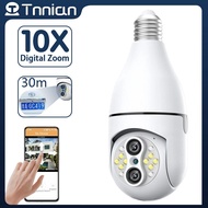Tnnian 4MP Dual Lens E27 Bulb Surveillance Camera WIFI 360 Auto Tracking 360 PTZ IP Camera Color Night Vision IP Security CCTV