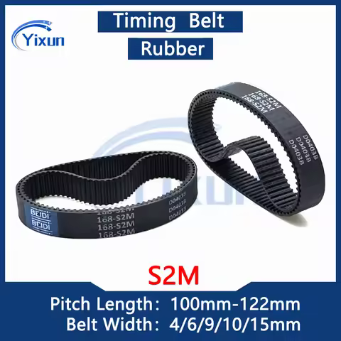S2M Rubber Timing Belt Length 100 102 104 106 108 110 112 114 116 118 120 122mm Width 4/6/9/10/15mm 