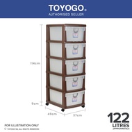 TOYOGO 5-Tier Plastic Storage Cabinet with Wheels – Durable & Space-Saving Drawer Organizer (Model 6