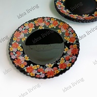 Black Opal Glass Buffet Plate Soup Plate Set Pinggan Nasi Pinggan Mangkuk Bunga Hiasan Floral De