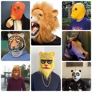 Strange faces dress up animals Fish heads, bear heads, tiger heads, horse heads,... Exotic hood stag