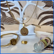 ◄ ♠ △ Blessed Saint Padre Pio Necklace & Bangle Bracelet Set (Original PVD 18k Italy Gold)