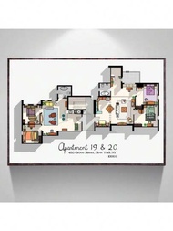 1張客廳裝飾海報印刷禮物朋友電視劇系列電影公寓19＆20 圖表畫壁畫畫布圖片,用於居家裝飾無框