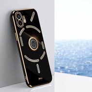 全城熱賣 - 適用於Nothing Phone 2 信立 直邊6D電鍍TPU手機殼帶指環支架（經典黑）