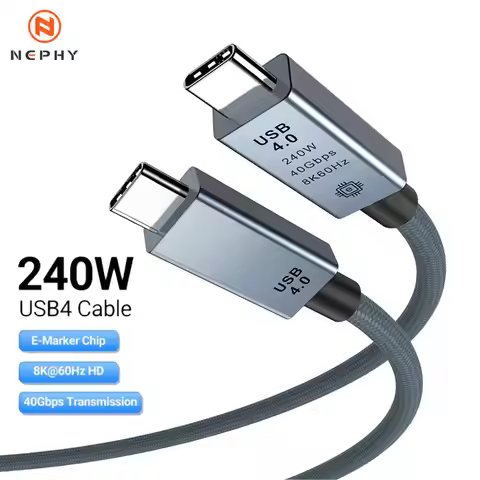 Thunderbolt 4 USB4 Cable 40Gbps Thunderbolt3 0.3m 0.5m 1m 2m Type C Fast Charger Cable 240W Data Tra