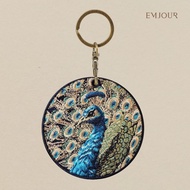 EMJOUR Double-Sided Embroidery Charm-Peacock | Animal Souvenir Gift Zoo Key Ring Bag Accessories Dec