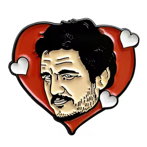 Pedro Pascal Heart Enamel Pin Lapel Brooch Metal Badge Jewelry Accessary