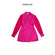 Nara-จั้มสูททางการแขนซีทรู-สีชมพู D005-85