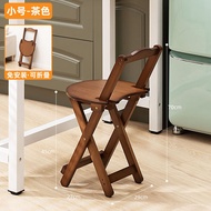 ST-🚤Hemu Shangqing Foldable Bar Stool High Stool Home Cashier Bar Restaurant Chair Living Room Backrest Solid Wood Moder