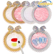 HAPPYUU Nail Art Palettes Agate Stone Manicure Plate Big Bow Pearls Diamonds Nail Art Gel