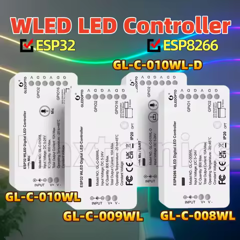 WLED LED Controller Built Mic Music Modes Alexa Home Assistance APP Voice Control GL-C-008WL/GL-C-00