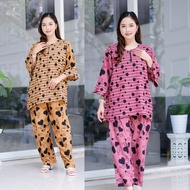 [Batik JF Grosir] Setelan Tidur CP Motif Polka Jumbo Tangan 3/4 Rempel Busui Zipper Ld: 120 Baju Cel