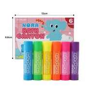 Nora Bath Crayon 6 Colors Washable Bath Crayons for Kids Bathtub Drawing Toy Non-Toxic Bathroom Art 